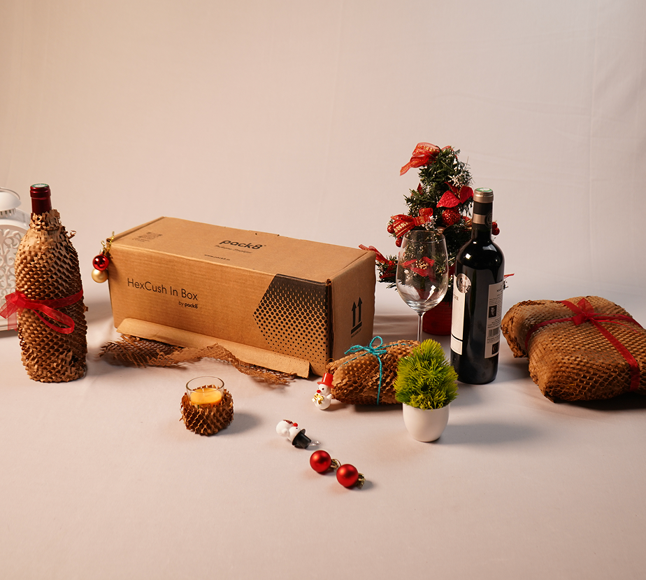 HexCush In Box with wine and decorations
